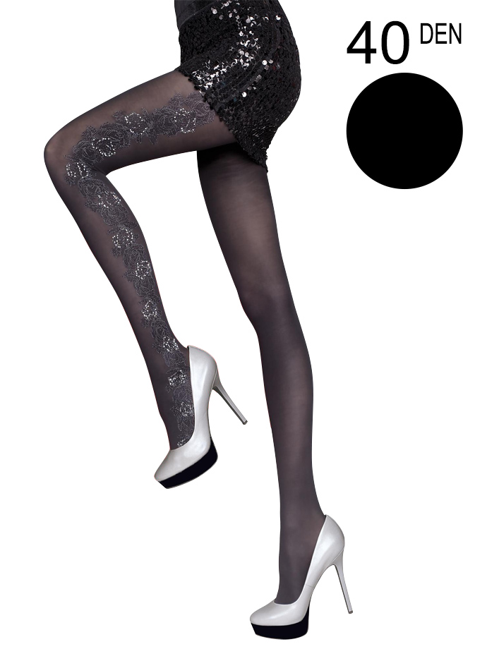 Fiore - Patterned Tights Josephine Black