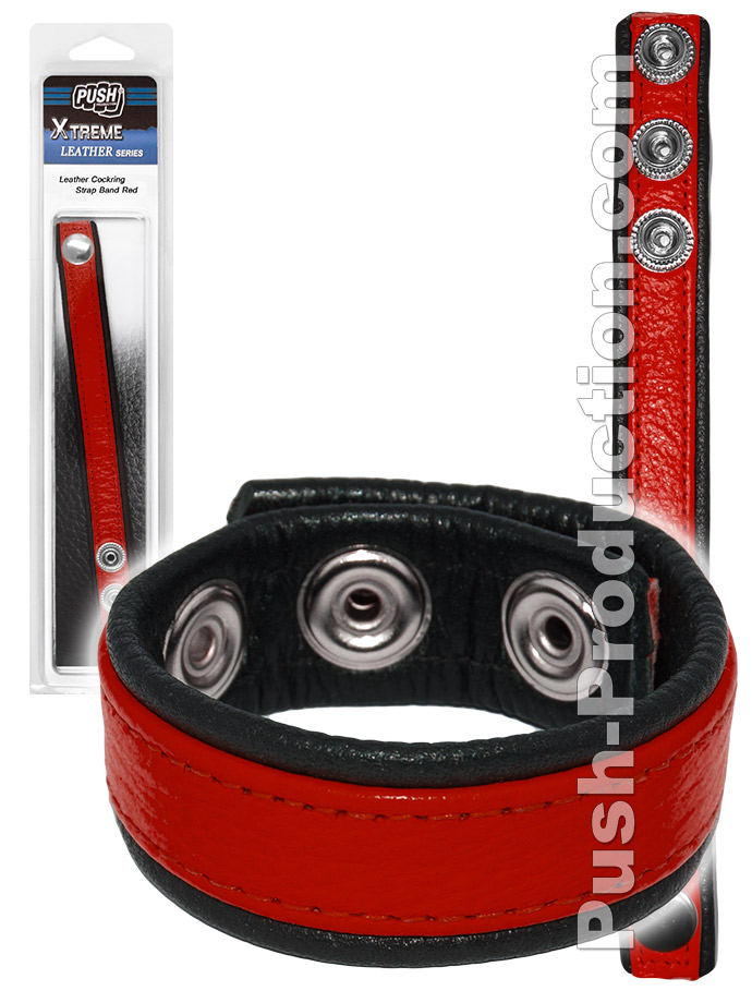 Push Xtreme Leather - Leather Cockring Strap Band Red